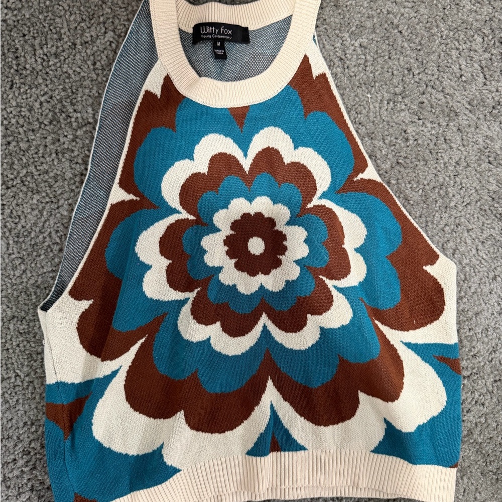 Witty Fox Floral Knit Tank Top